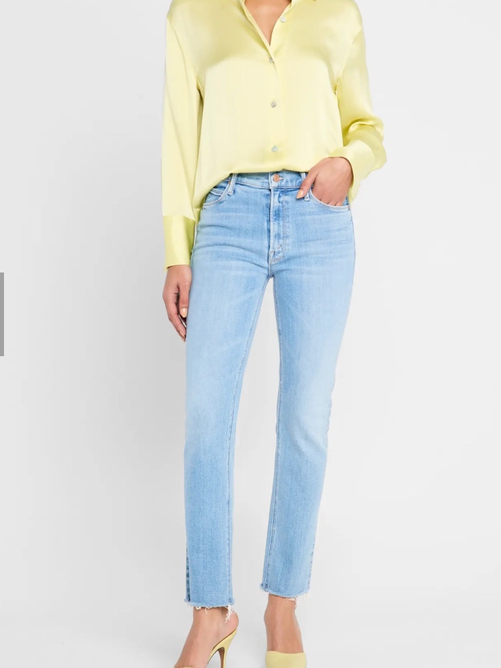 MOTHER Light Blue mid rise dazzler Ankle grey , Crop Skinny Jeans
